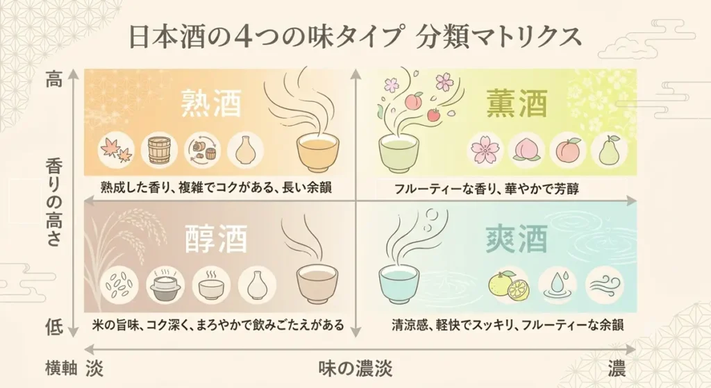 日本酒4つの味のマトリックス図